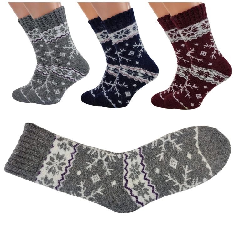 Skarpetki Z Alpaki Termiczne Zimowe Komfortowe Damskie 3-pak