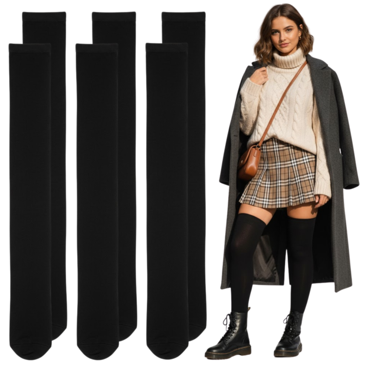 Zakolanówki Bawełniane Długie Ciepłe Wygodne Zimowe 3-Pak