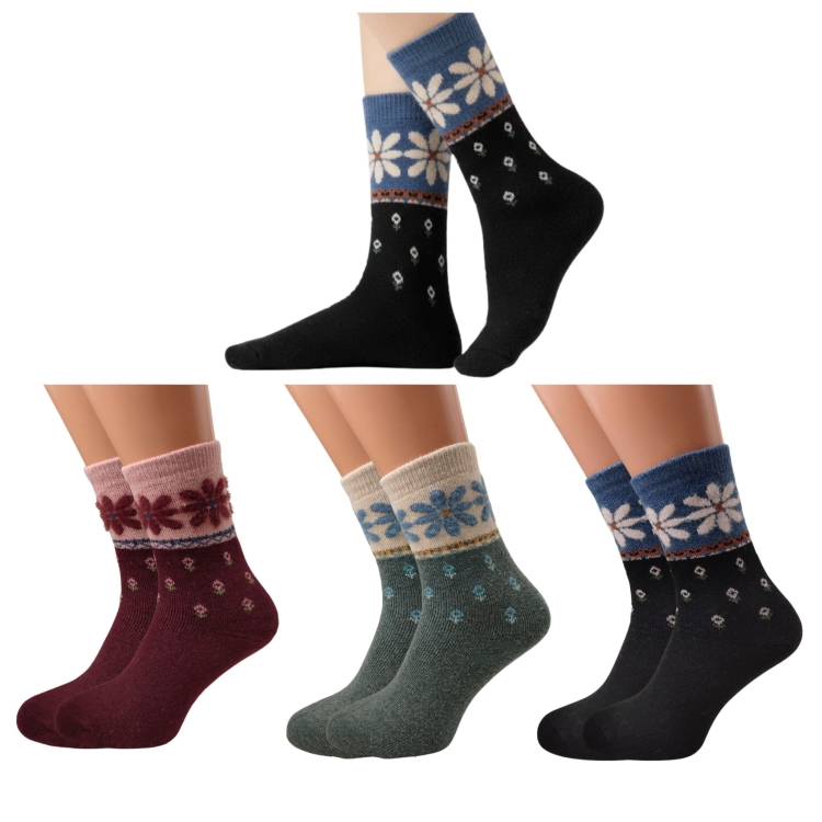 Długie Skarpety Damskie 100% Angora Wełniane Naturalne 3-pak