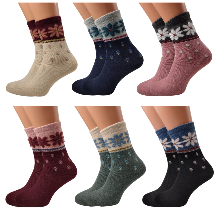 Skarpetki Wełniane 100% Angora Ciepłe Grube Zimowe 6-pak