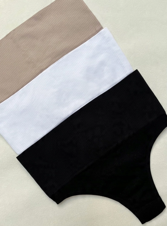 Majtki Brazyliany Prążek Wysoki Stan Damskie Modelujące