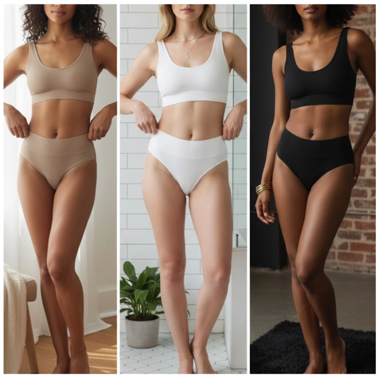 Majtki Brazyliany Prążek Wysoki Stan Damskie Modelujące