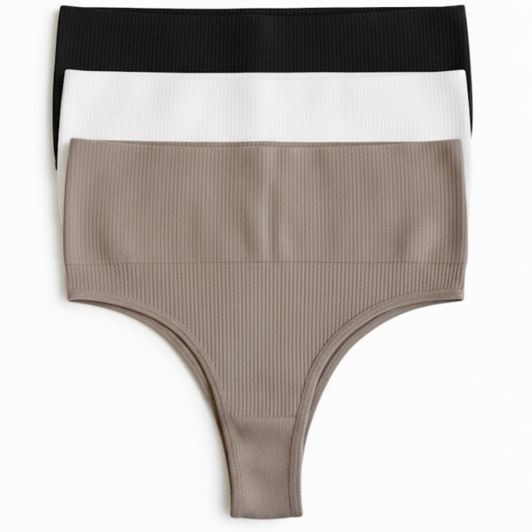 Majtki Damskie Brazyliany Prążek Wysoki Stan Modelujące 3pak