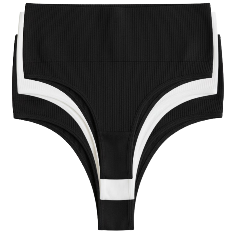 Brazyliany Majtki Damskie 3-Pak Wysoki Stan Modelujące Prążek
