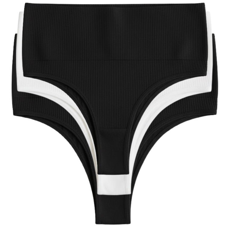 Brazyliany Majtki Damskie 3-Pak Wysoki Stan Modelujące Prążek