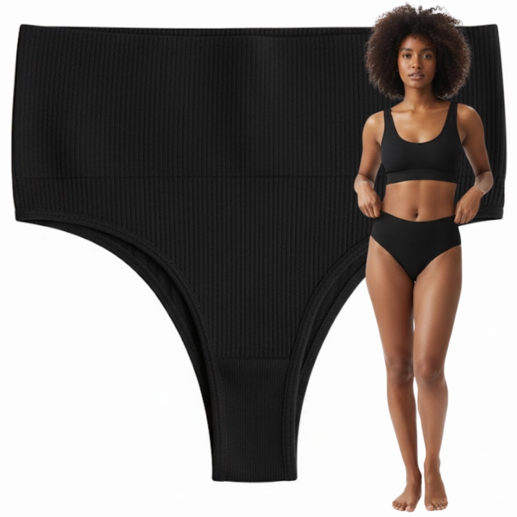 Brazyliany Majtki Damskie 3-Pak Wysoki Stan Modelujące Prążek