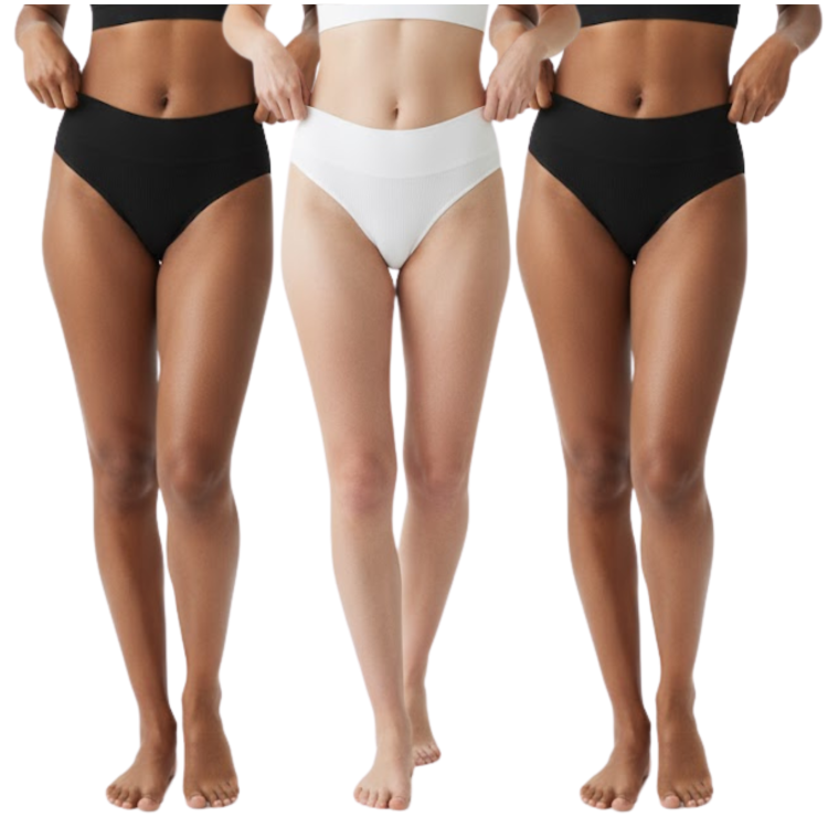 Brazyliany Majtki Damskie 3-Pak Wysoki Stan Modelujące Prążek