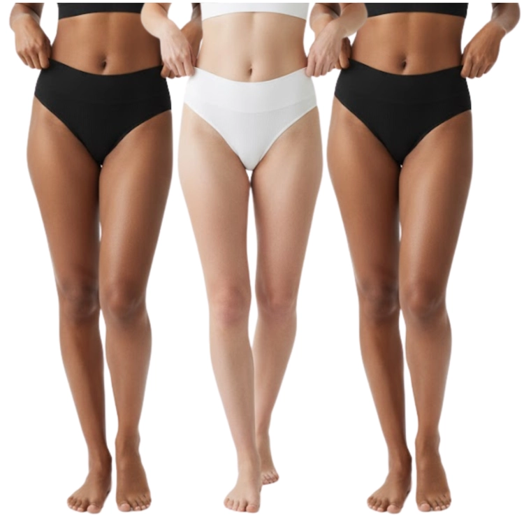 Brazyliany Majtki Damskie 3-Pak Wysoki Stan Modelujące Prążek