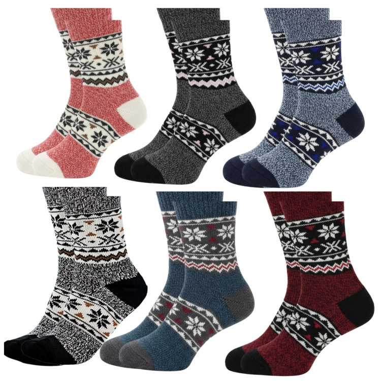 Skarpety Wełniane Grube Zimowe Długie Norweskie 6-Pak