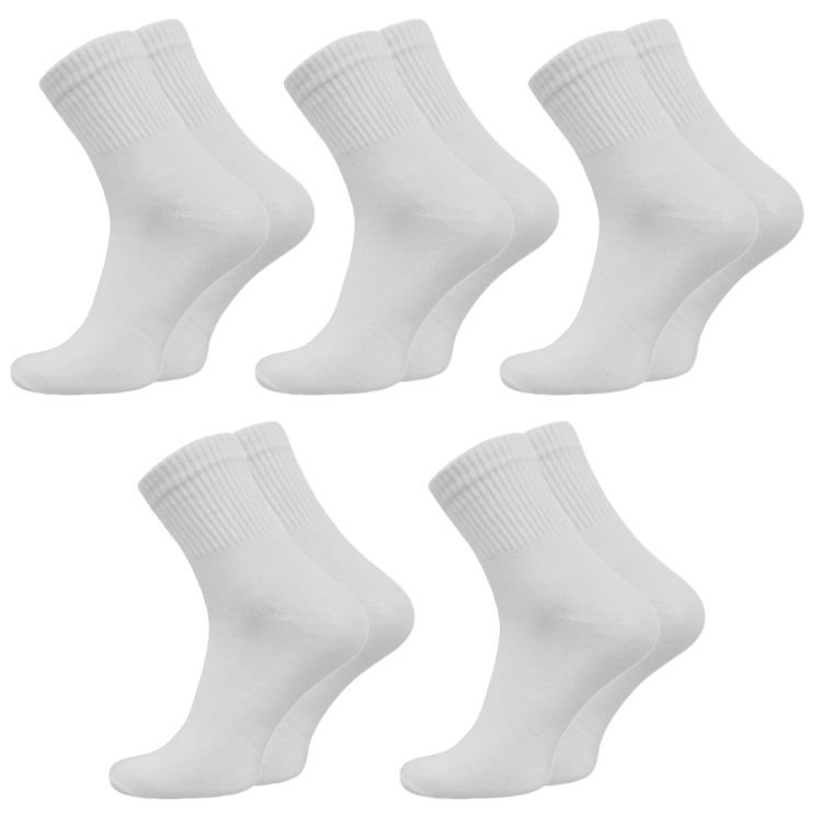 Skarpety Męskie Bawełniane Białe Długie Sportowe Skarpetki 5szt