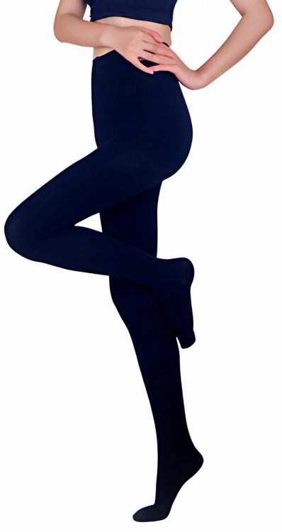 Rajstopy Ocieplane Ciepłe Damskie Grube Gładkie Granatowe