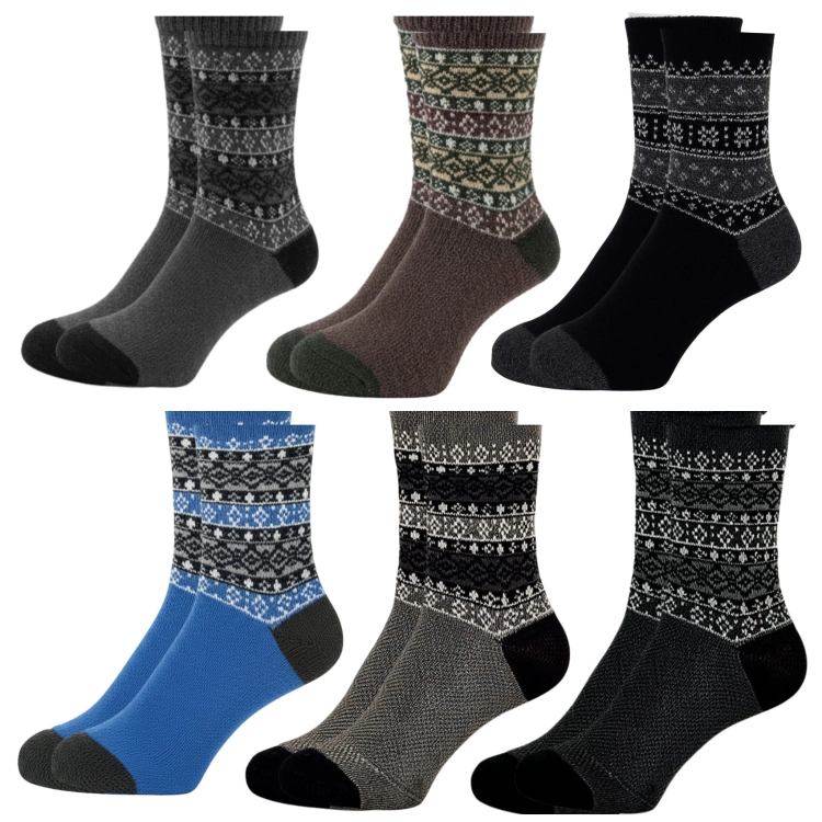Ciepłe Skarpety Męskie Zimowe Długie Norweskie 6-Pak