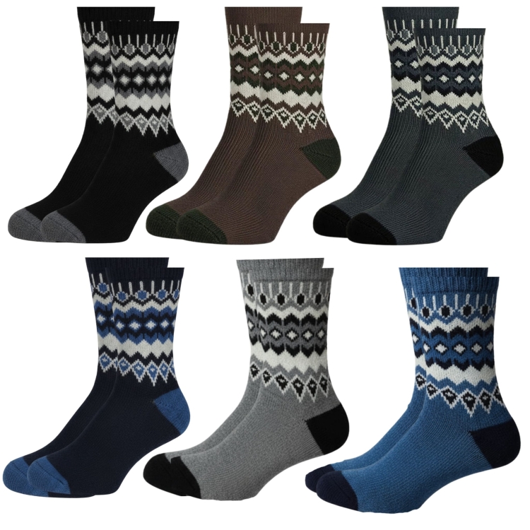 Skarpety Z Alpaki Bezuciskowe Długie Ciepłe Wełniane 6-Pak