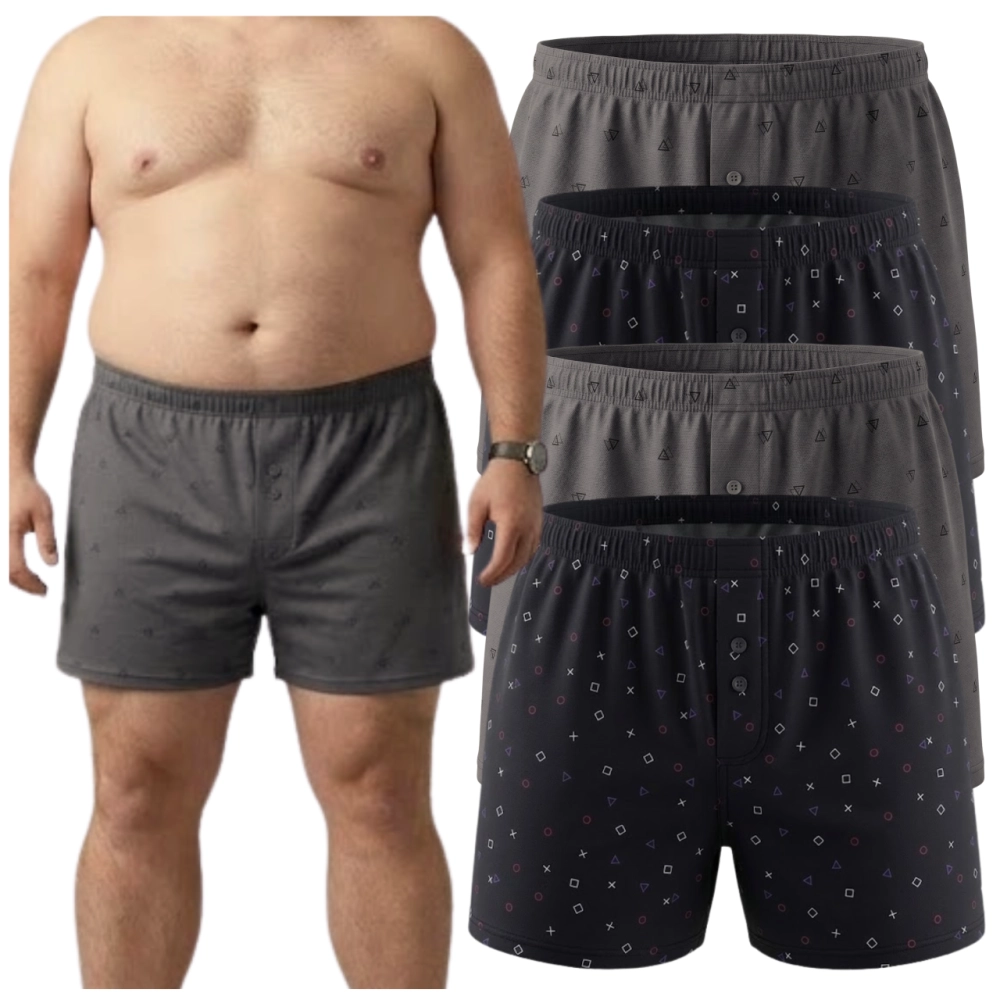 Bokserki męskie bawełniane luźne 4-pak - zestaw kolorowych bokserek plus size.