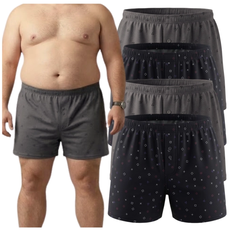 Bokserki męskie bawełniane luźne 4-pak - zestaw kolorowych bokserek plus size.