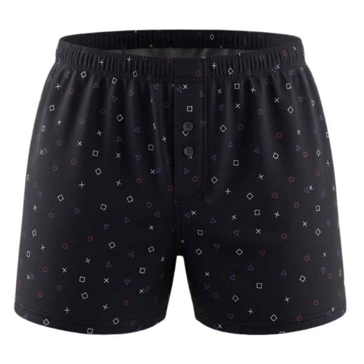 Czarne bokserki męskie we wzory gamingowe - luźny fason bawełniany.