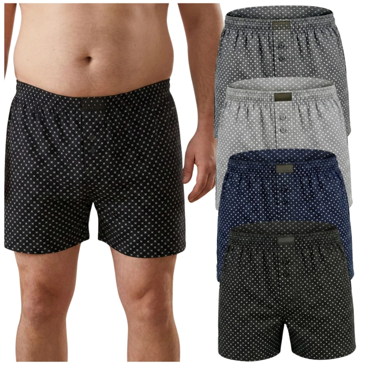 Bokserki męskie bawełniane luźne we wzory krzyżyków 3-pak – model plus size.