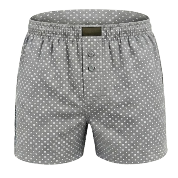 Janoszare bokserki męskie luźne do spania we wzory krzyżyków i kółek.
