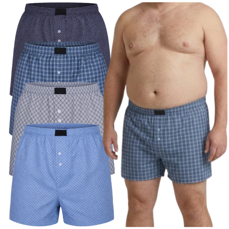 Zestaw 4 sztuk bokserek męskich luźnych mix wzorów i kolorów – idealne na prezent.