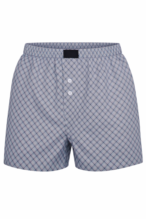 Niebieski bokserki luźne z bawełny w kratkę.