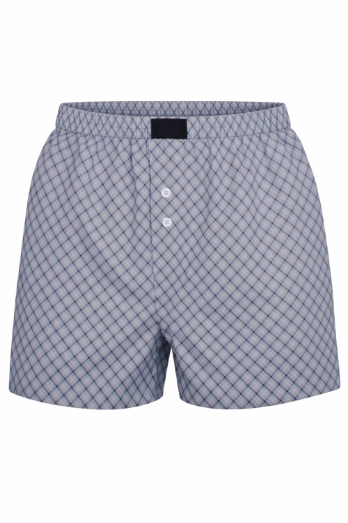 Niebieski bokserki luźne z bawełny w kratkę.